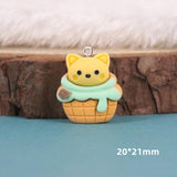 10pcs Korea Animal Cat Bread Cake Charms Resin Cartoon Pendant Flatback Patch