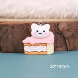10pcs Korea Animal Cat Bread Cake Charms Resin Cartoon Pendant Flatback Patch