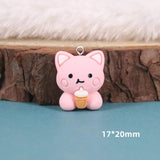 10pcs Korea Animal Cat Bread Cake Charms Resin Cartoon Pendant Flatback Patch