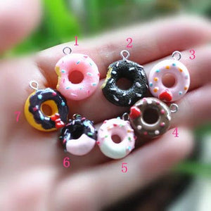 Resin Charms Necklace Donut Pendant DIY Decoration Keychain Charms 21pcs