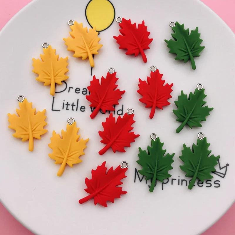 10pcs Resin Lucky Tree Charm Leaf Pendant for DIY Jewelry Scrapbooking