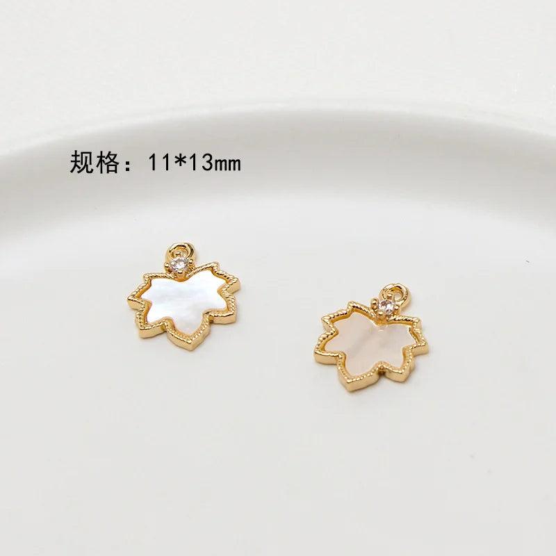 Copper Plated Maple Leaf Ginkgo Leaf Shell Pendant Set