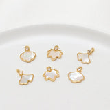 Copper Plated Maple Leaf Ginkgo Leaf Shell Pendant Set