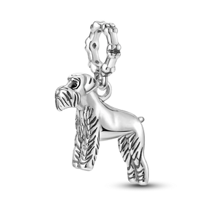 Schnauzer Puppy Dog Dangle Charm for Bracelet Necklace Beads Silver Jewelry