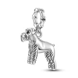 Schnauzer Puppy Dog Dangle Charm for Bracelet Necklace Beads Silver Jewelry