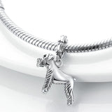 Schnauzer Puppy Dog Dangle Charm for Bracelet Necklace Beads Silver Jewelry