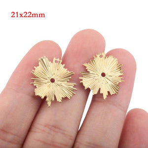 20pcs Raw Brass Sun Flower Charms Sun Leaves Hanging Earrings Charm