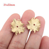 20pcs Raw Brass Sun Flower Charms Sun Leaves Hanging Earrings Charm