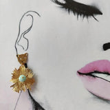 20pcs Raw Brass Sun Flower Charms Sun Leaves Hanging Earrings Charm