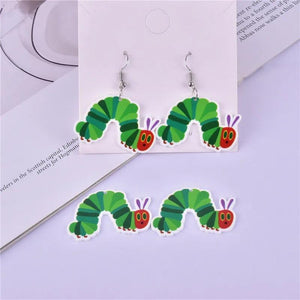 10pcs 44*27mm Caterpillar Strawberry Bug Acrylic Charms for DIY Earring Jewelry