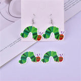 10pcs 44*27mm Caterpillar Strawberry Bug Acrylic Charms for DIY Earring Jewelry