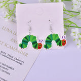 10pcs 44*27mm Caterpillar Strawberry Bug Acrylic Charms for DIY Earring Jewelry