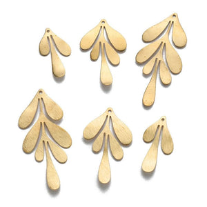 10Pcs Brass Leaf Feather Flower Charms for DIY Necklace Earrings