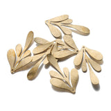 10Pcs Brass Leaf Feather Flower Charms for DIY Necklace Earrings