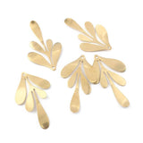 10Pcs Brass Leaf Feather Flower Charms for DIY Necklace Earrings