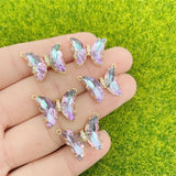 Crystal Butterfly Glass Necklace Pendant Multicolor Charm DIY J