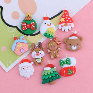 10Pcs European Christmas Tree Santa Claus Bear Deer Charms For Jewelry Making