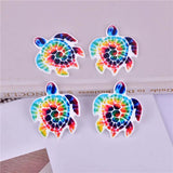 10pcs Rainbow Tortoise Arcylic Charms for DIY Earring Making