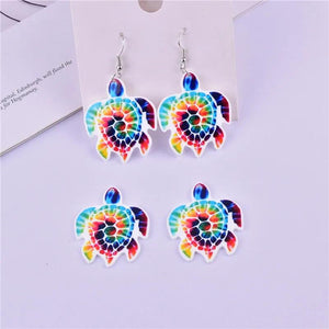 10pcs Rainbow Tortoise Arcylic Charms for DIY Earring Making