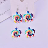 10pcs Rainbow Tortoise Arcylic Charms for DIY Earring Making