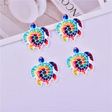 10pcs Rainbow Tortoise Arcylic Charms for DIY Earring Making