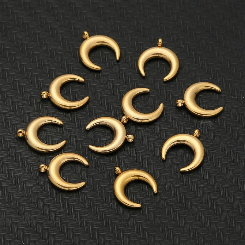 10PCS Stainless Steel Moon Charms Pendants Jewelry Making DIY Necklace Bracelet