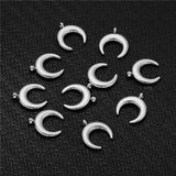 10PCS Stainless Steel Moon Charms Pendants Jewelry Making DIY Necklace Bracelet