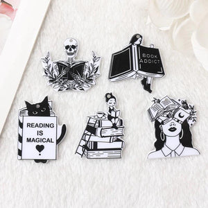 10Pcs Skeleton Woman Loves Books Charms for DIY Making