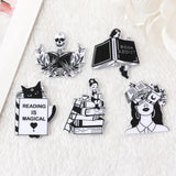 10Pcs Skeleton Woman Loves Books Charms for DIY Making