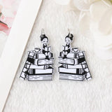 10Pcs Skeleton Woman Loves Books Charms for DIY Making