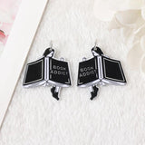 10Pcs Skeleton Woman Loves Books Charms for DIY Making
