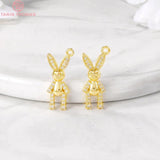 24K Brass Rabbit Charm Pendants for DIY Jewelry Making