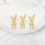 24K Brass Rabbit Charm Pendants for DIY Jewelry Making