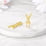 24K Brass Rabbit Charm Pendants for DIY Jewelry Making