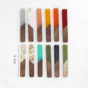 6pcs Geometric Wood Charms Resin Pendants for DIY Jewelry