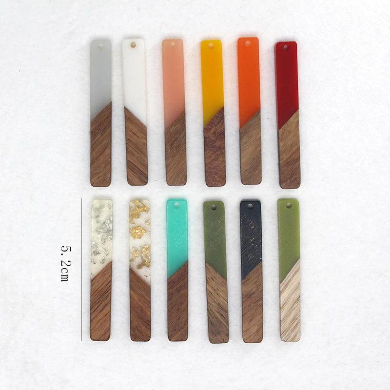 6pcs Geometric Wood Charms Resin Pendants for DIY Jewelry
