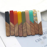 6pcs Geometric Wood Charms Resin Pendants for DIY Jewelry