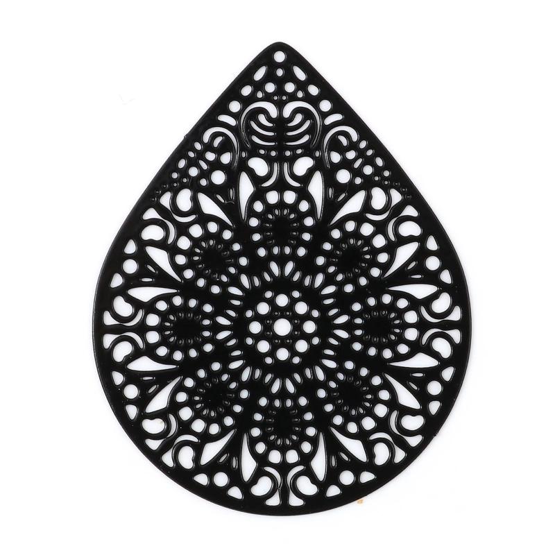 10 PCs Hollow Flowers Drop Filigree Pendants for DIY Earring Jewelry Making
