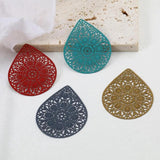 10 PCs Hollow Flowers Drop Filigree Pendants for DIY Earring Jewelry Making