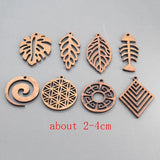 10pcs Hollow Leaves Bee Fish Wood Charms for DIY Jewelry Making