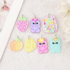 10 Pcs Acrylic Bear Candy Charms DIY Pendants for Jewelry Making
