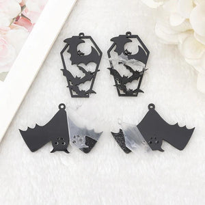 10Pcs Halloween Acrylic Bat Coffin Charms for DIY Earring Pendant Necklace