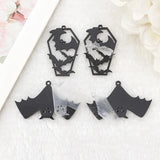 10Pcs Halloween Acrylic Bat Coffin Charms for DIY Earring Pendant Necklace