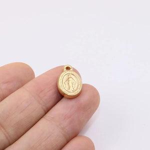 5pcs Stainless Steel Coin Charms Pendant DIY Necklace Earrings 2 Colors