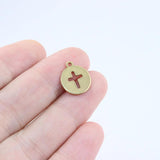 10pcs 12mm Stainless Steel Cross Charms Pendant DIY Jewelry Unfading Colorless