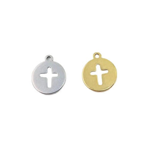 10pcs 12mm Stainless Steel Cross Charms Pendant DIY Jewelry Unfading Colorless
