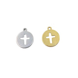 10pcs 12mm Stainless Steel Cross Charms Pendant DIY Jewelry Unfading Colorless