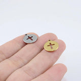 10pcs 12mm Stainless Steel Cross Charms Pendant DIY Jewelry Unfading Colorless