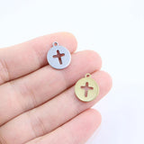 10pcs 12mm Stainless Steel Cross Charms Pendant DIY Jewelry Unfading Colorless