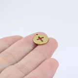 10pcs 12mm Stainless Steel Cross Charms Pendant DIY Jewelry Unfading Colorless